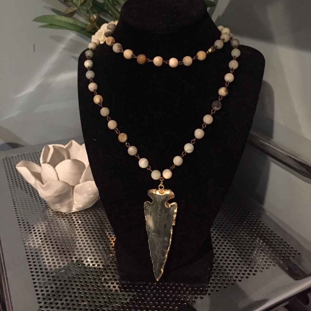 Long Arrow Head Beaded necklace